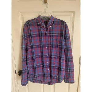 J. Crew Button Up Mens shirt Long Sleeve Blue & Purple multi color Sz Large